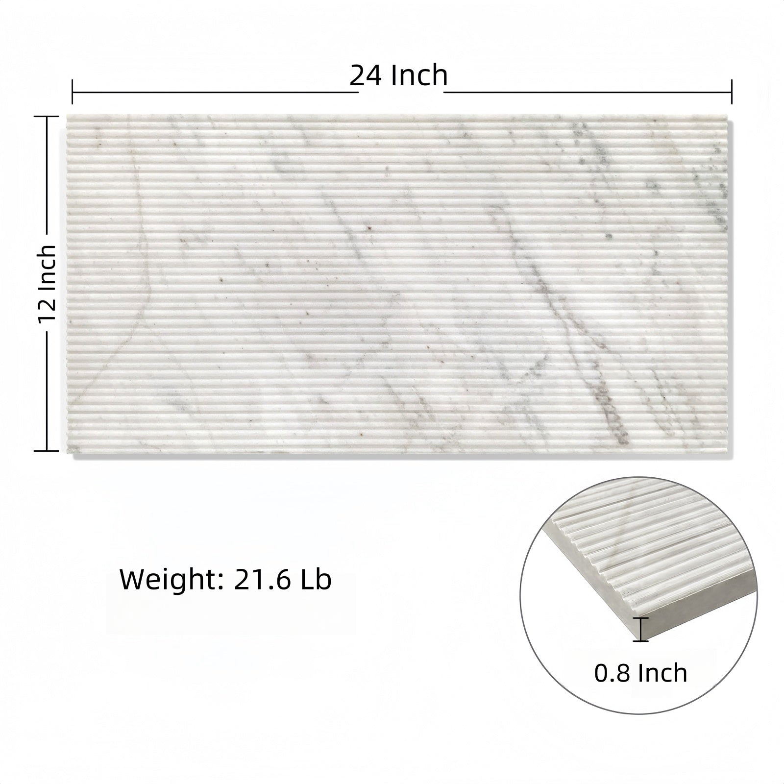 12x24 White Marble,natural marble, for wall,OL textured finished, 3D fluted marble, natural stone, genuine marble, real marble, 1 box 4 pcs