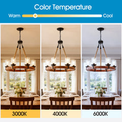 23.62 INCH Round Wood Pendant Light with Seeded  Glass Shade, Rustic 6-Light Wagon Wheel Chandelier,Farmhouse Chandeliers for Dining Room Kitchen Island Foyer Entryway (8 Light)--NO INCLUDED BULBS