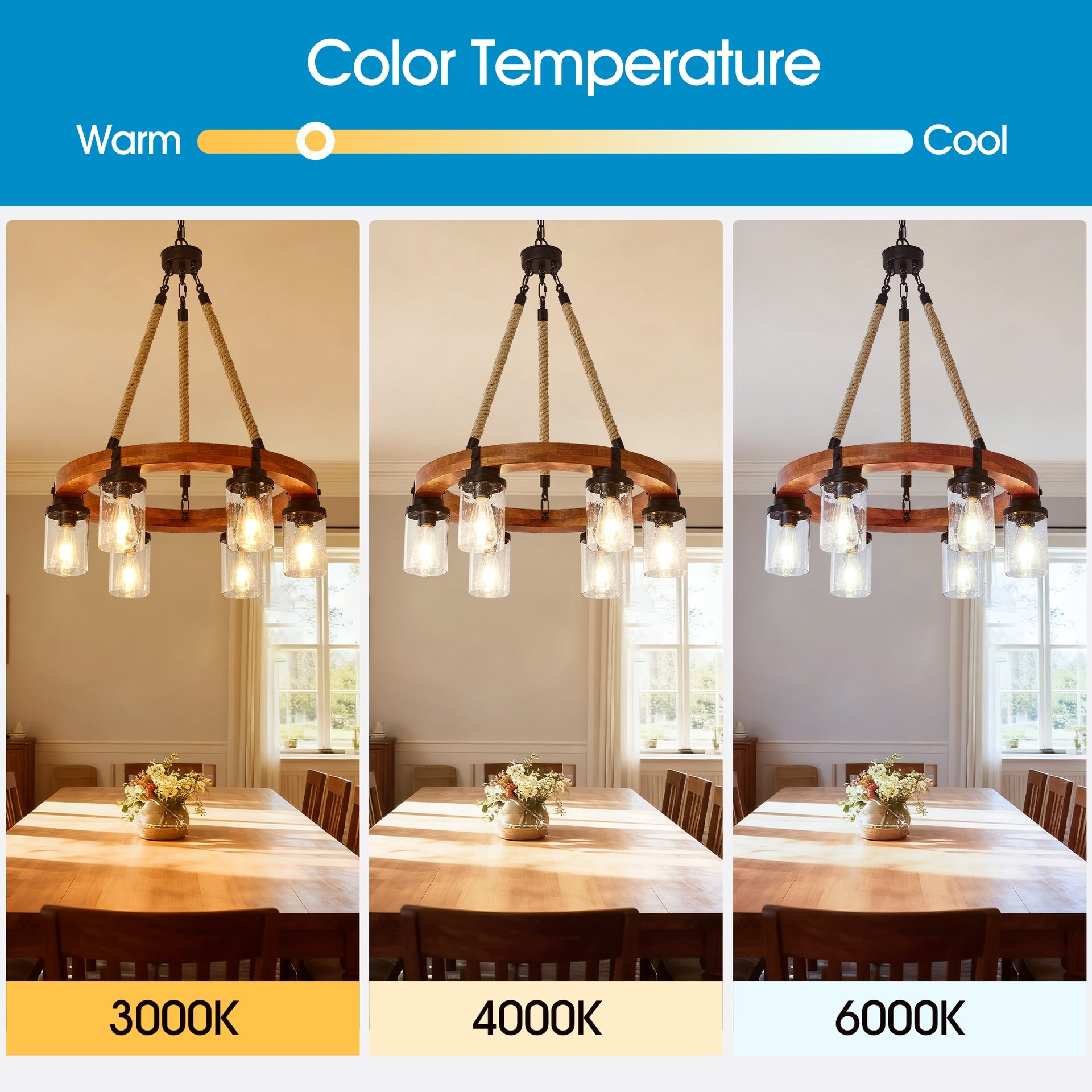 23.62 INCH Round Wood Pendant Light with Seeded  Glass Shade, Rustic 6-Light Wagon Wheel Chandelier,Farmhouse Chandeliers for Dining Room Kitchen Island Foyer Entryway (8 Light)--NO INCLUDED BULBS