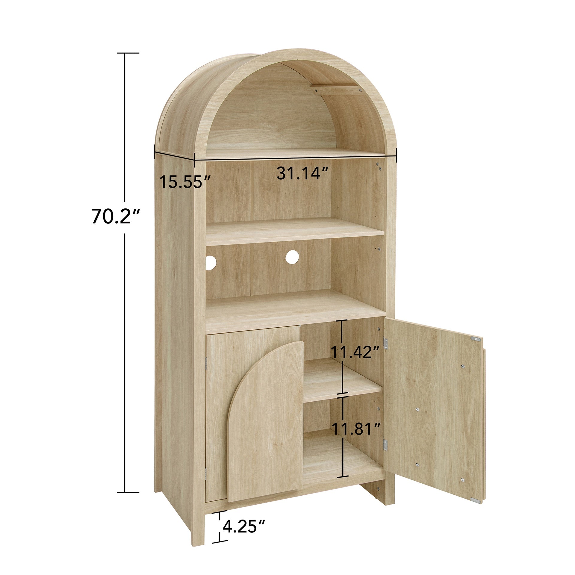 Arched Kitchen Pantry, Modern Farmhouse Wood Kitchen Storage Cabinets ,Arched Storage Display Cabinet with Adjustable Shelves, Versatile Cupboard for Kitchen, Dining Room, Living Room