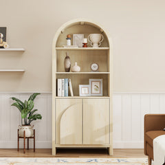 Arched Kitchen Pantry, Modern Farmhouse Wood Kitchen Storage Cabinets ,Arched Storage Display Cabinet with Adjustable Shelves, Versatile Cupboard for Kitchen, Dining Room, Living Room