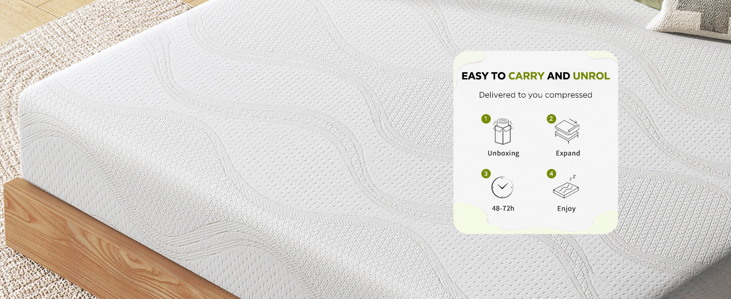 King Size Memory Foam Mattress,14 Inch Bed Mattress,with Cooling Green Tea Gel, CertiPUR-US Certified,White
