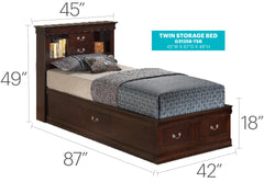 Louis Phillipe G3125B-TSB Twin Storage Bed , Cappuccino
