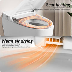 Smart Toilet Bidet Combo with Self-Cleaning Nozzle, Heated Seat, Night Light, Knob Control, Power Outage Flushing, Soft Close, Auto Flush, with Remote Control