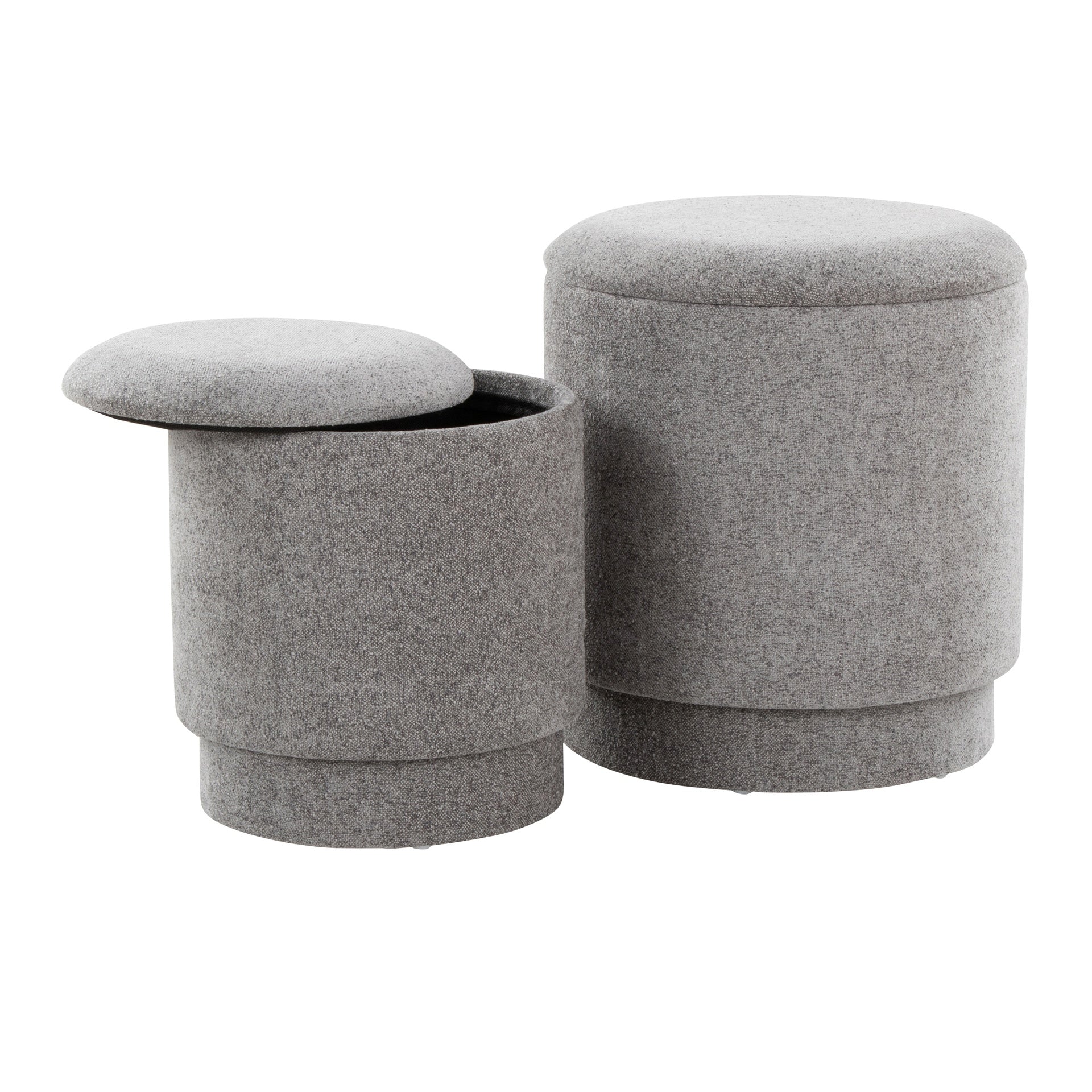Marla Upholstered Contemporary Ottoman Set in Grey Fabric by LumiSource