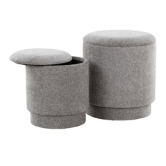 Marla Upholstered Contemporary Ottoman Set in Grey Fabric by LumiSource