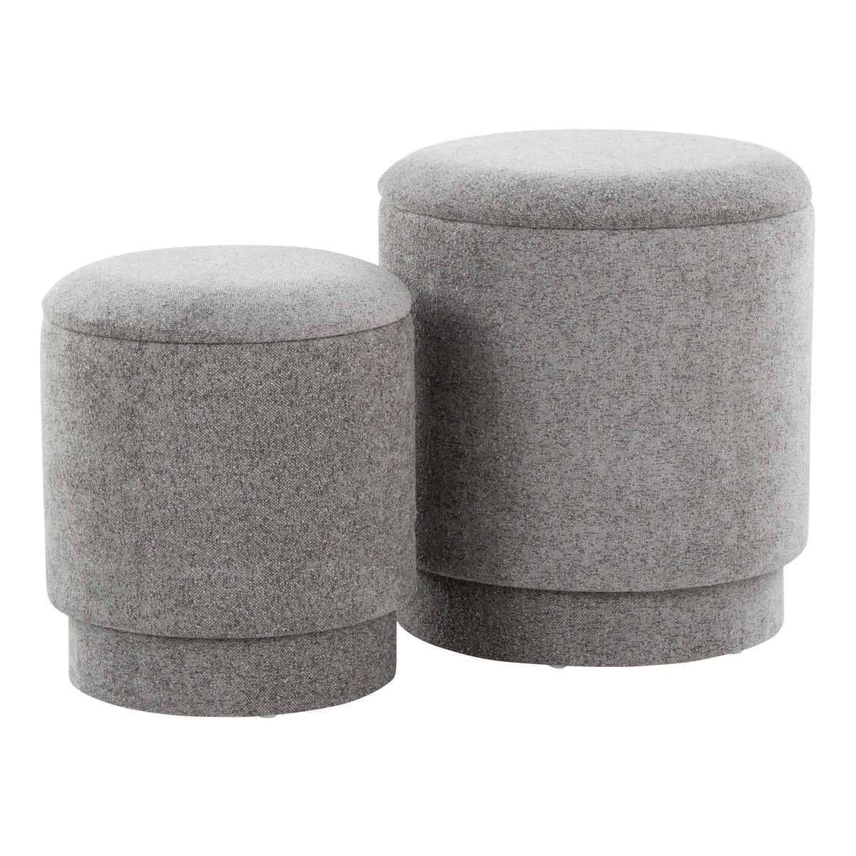 Marla Upholstered Contemporary Ottoman Set in Grey Fabric by LumiSource