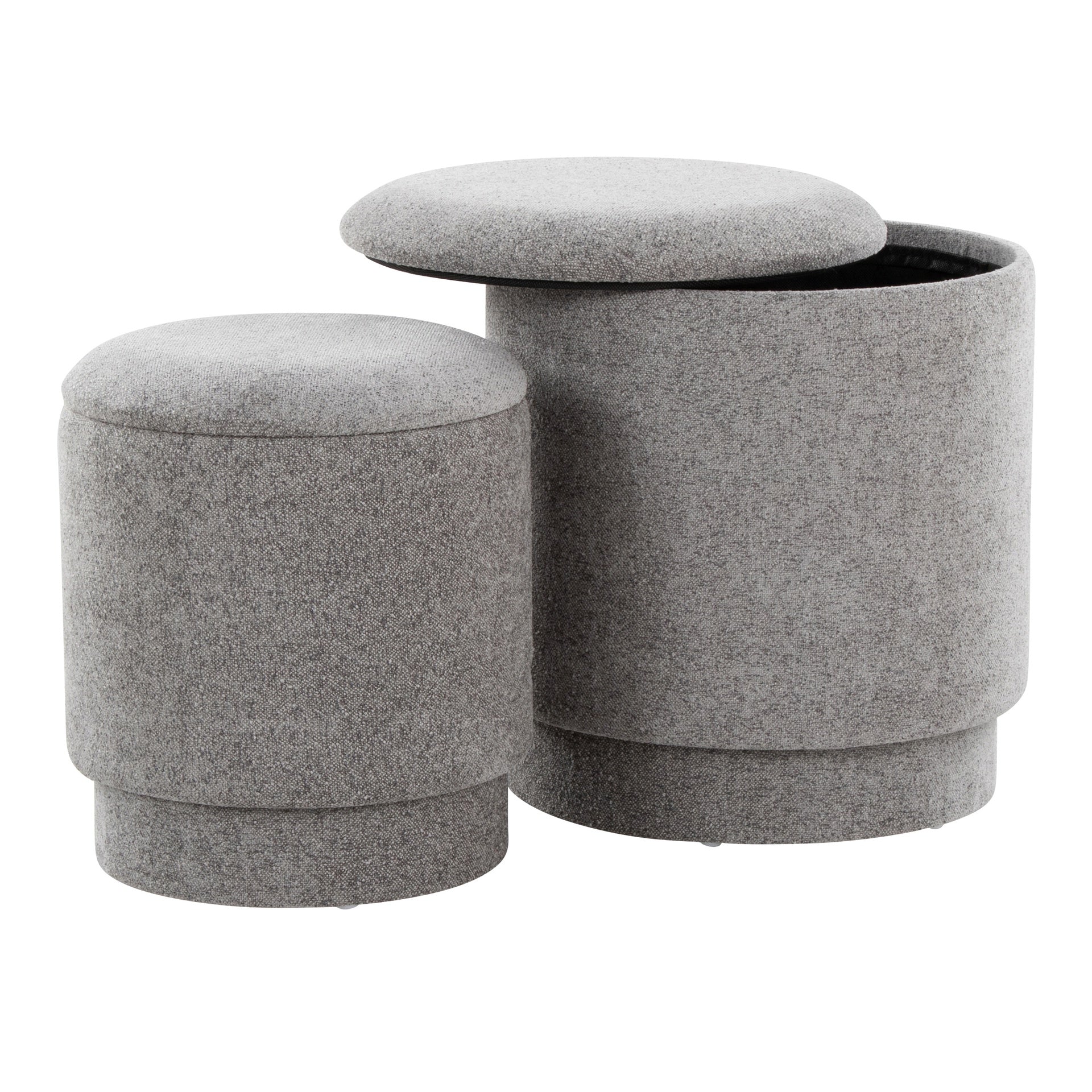 Marla Upholstered Contemporary Ottoman Set in Grey Fabric by LumiSource