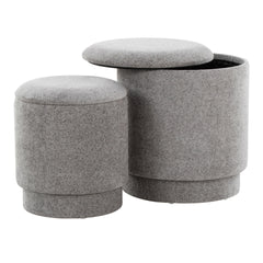 Marla Upholstered Contemporary Ottoman Set in Grey Fabric by LumiSource