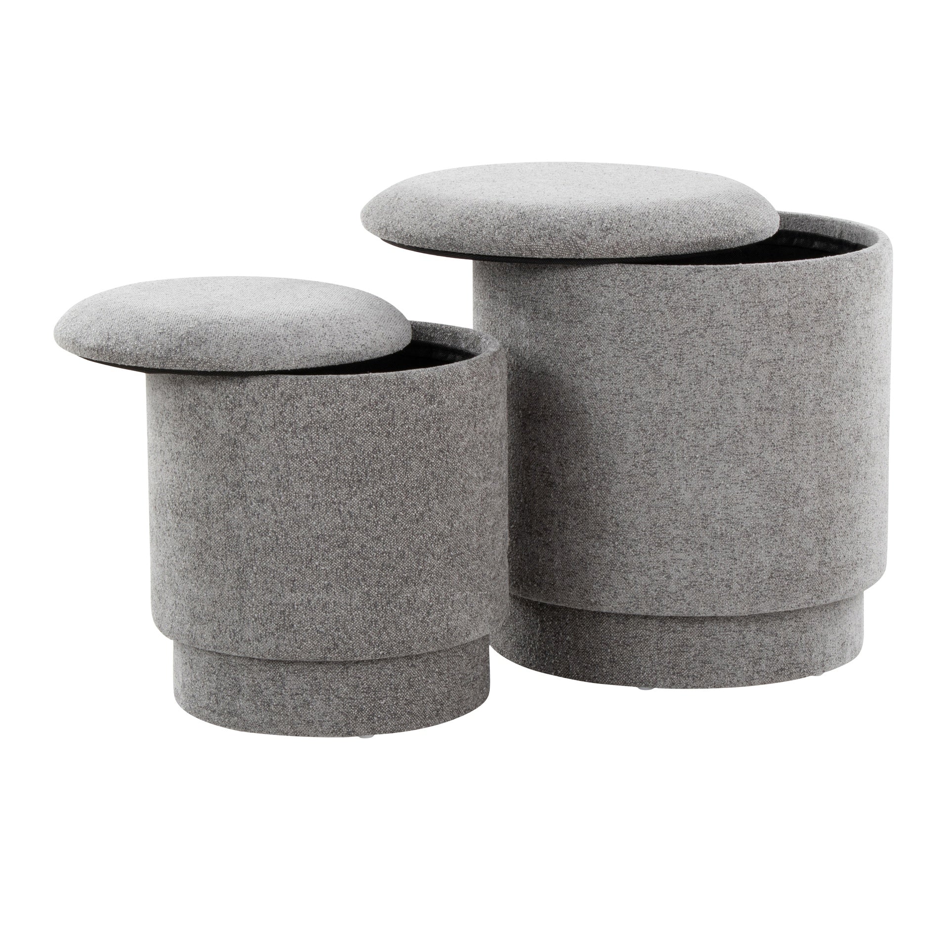 Marla Upholstered Contemporary Ottoman Set in Grey Fabric by LumiSource
