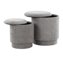 Marla Upholstered Contemporary Ottoman Set in Grey Fabric by LumiSource