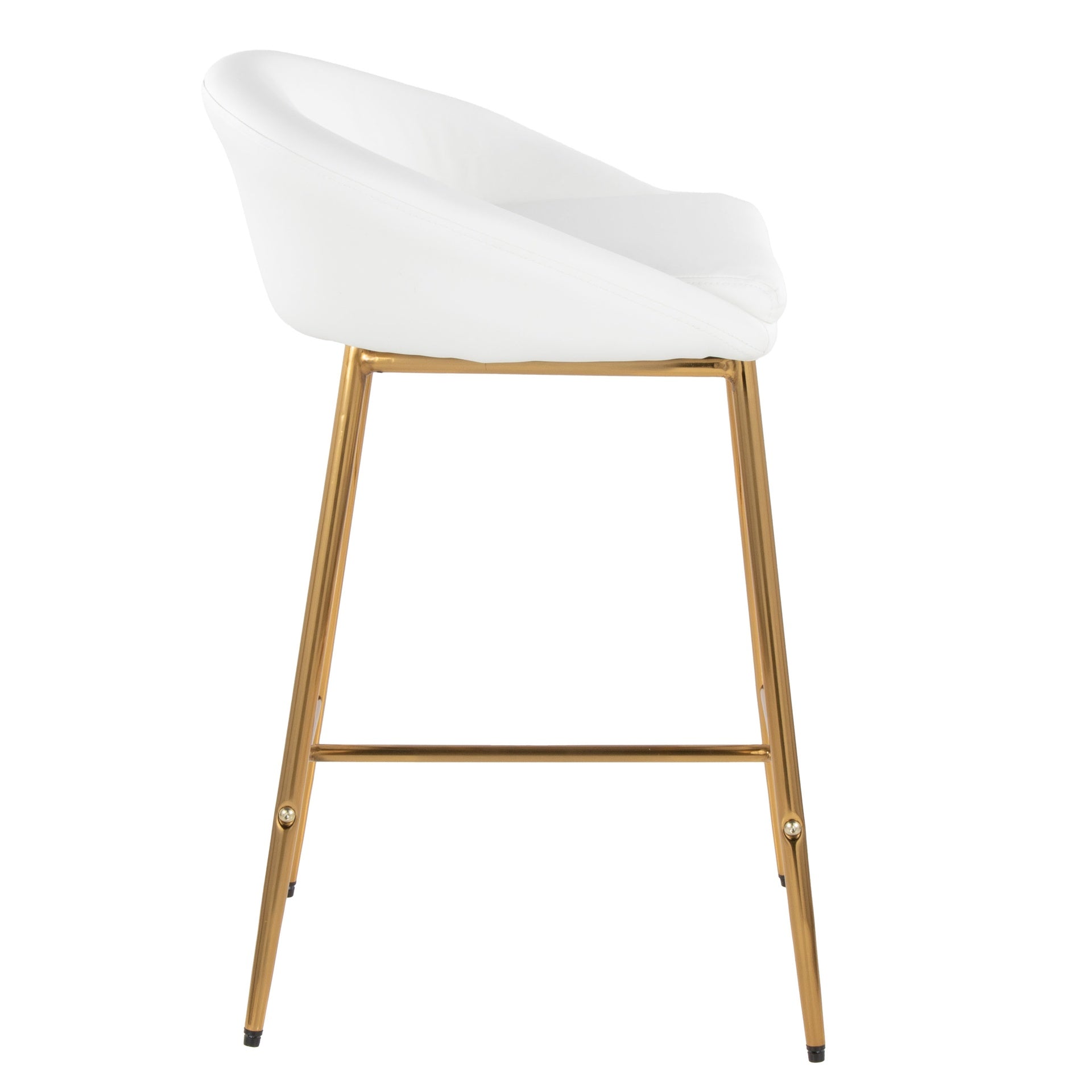 Matisse Glam 26" Counter Stool with Gold Metal Frame and White Faux Leather by LumiSource - Set of 2