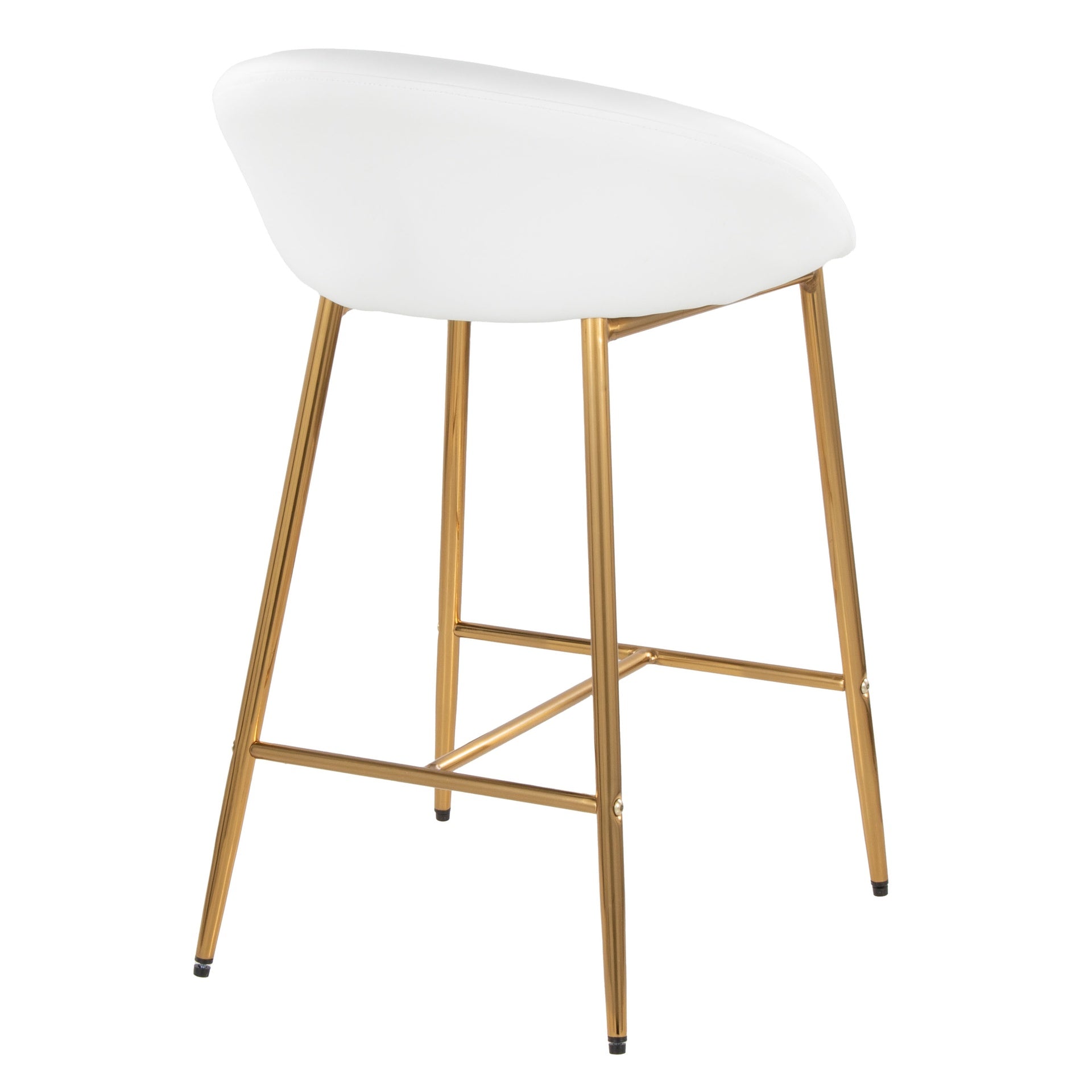 Matisse Glam 26" Counter Stool with Gold Metal Frame and White Faux Leather by LumiSource - Set of 2
