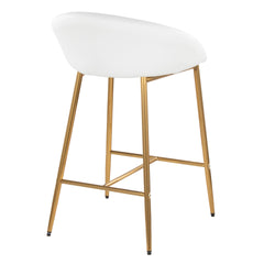 Matisse Glam 26" Counter Stool with Gold Metal Frame and White Faux Leather by LumiSource - Set of 2