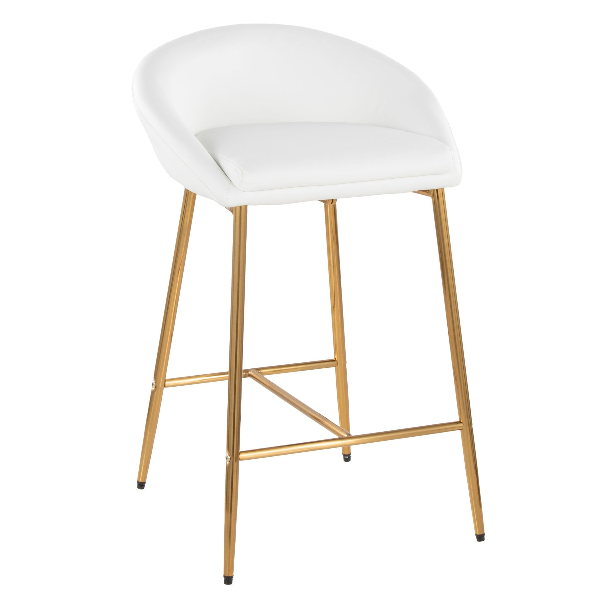 Matisse Glam 26" Counter Stool with Gold Metal Frame and White Faux Leather by LumiSource - Set of 2