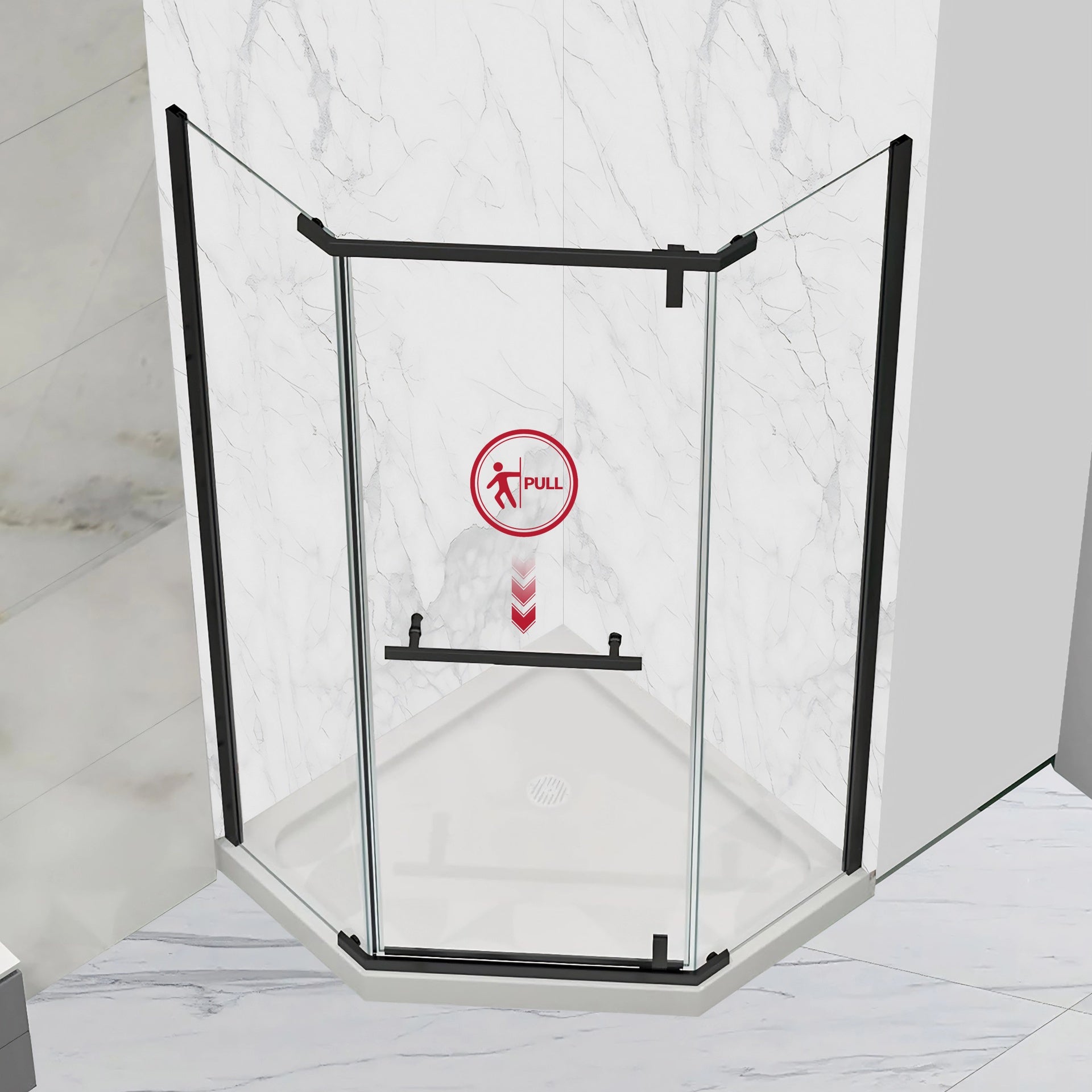 Pivot shower door, with 1/4" (6MM) tempered glass for Bathroom Shower Door--36*36*72 INCH-- Matte Black---(NO INCLUDED Neo-Angle Shower Base )