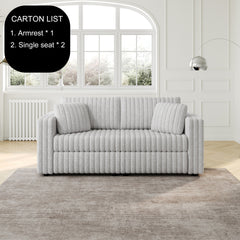 75.6" Soft  Modular 2-person Sofa - Highly Comfortable with Distinctive Design. Perfect for Bedroom & Living Room. Light gray. Modern & Plush Furniture Choice.