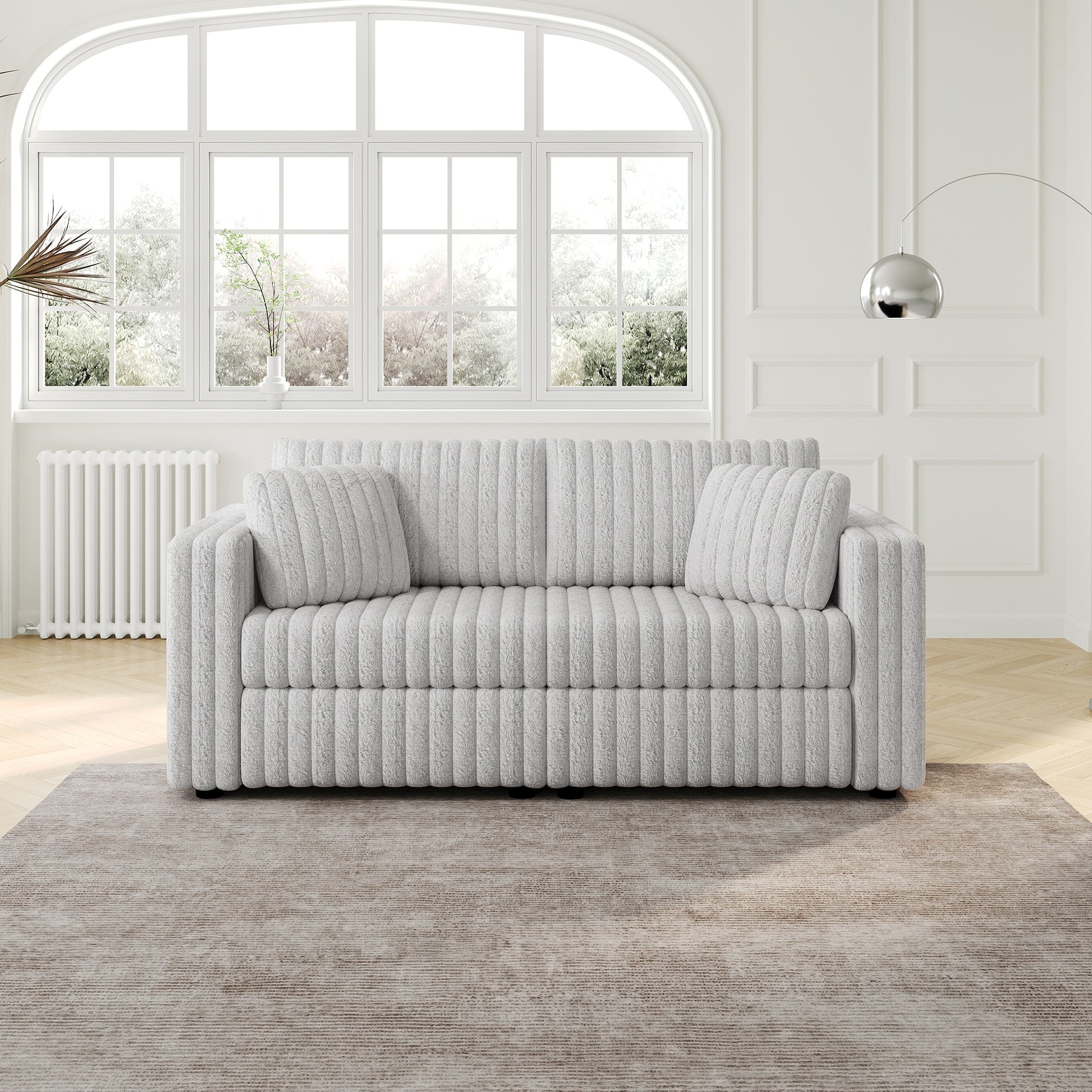 75.6" Soft  Modular 2-person Sofa - Highly Comfortable with Distinctive Design. Perfect for Bedroom & Living Room. Light gray. Modern & Plush Furniture Choice.
