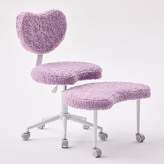 Artificial rabbit hair Meditation Chair Plus, Cross Legged Chair with Wheels, ADHD Chair, Criss Cross Desk Chair with Lumbar Support and Adjustable Stool, Flexible Design for Fidgety Sitters, Violet