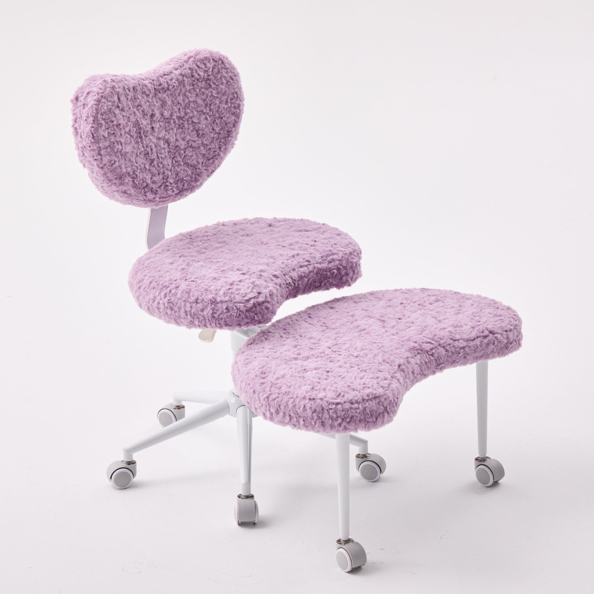 Artificial rabbit hair Meditation Chair Plus, Cross Legged Chair with Wheels, ADHD Chair, Criss Cross Desk Chair with Lumbar Support and Adjustable Stool, Flexible Design for Fidgety Sitters, Violet