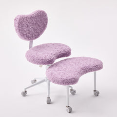 Artificial rabbit hair Meditation Chair Plus, Cross Legged Chair with Wheels, ADHD Chair, Criss Cross Desk Chair with Lumbar Support and Adjustable Stool, Flexible Design for Fidgety Sitters, Violet