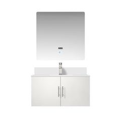 Glossy White Bath Vanity 36 in. W x 22 in. D, Cultured Marble Top, Faucet Set, and 36 in. LED Mirror