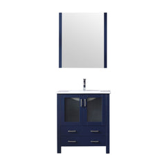 Navy Blue Bath Vanity 30 in. W x 18.25 in. D, White Ceramic Top, Faucet Set, and 28 in. Mirror