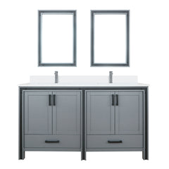 Dark Grey Double Bath Vanity 72 in. W x 22 in. D, Cultured Marble Top, Faucet Set and 30 in. Mirrors