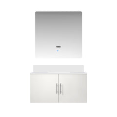 Glossy White Bath Vanity 36 in. W x 22 in. D, Cultured Marble Top, and 36 in. LED Mirror