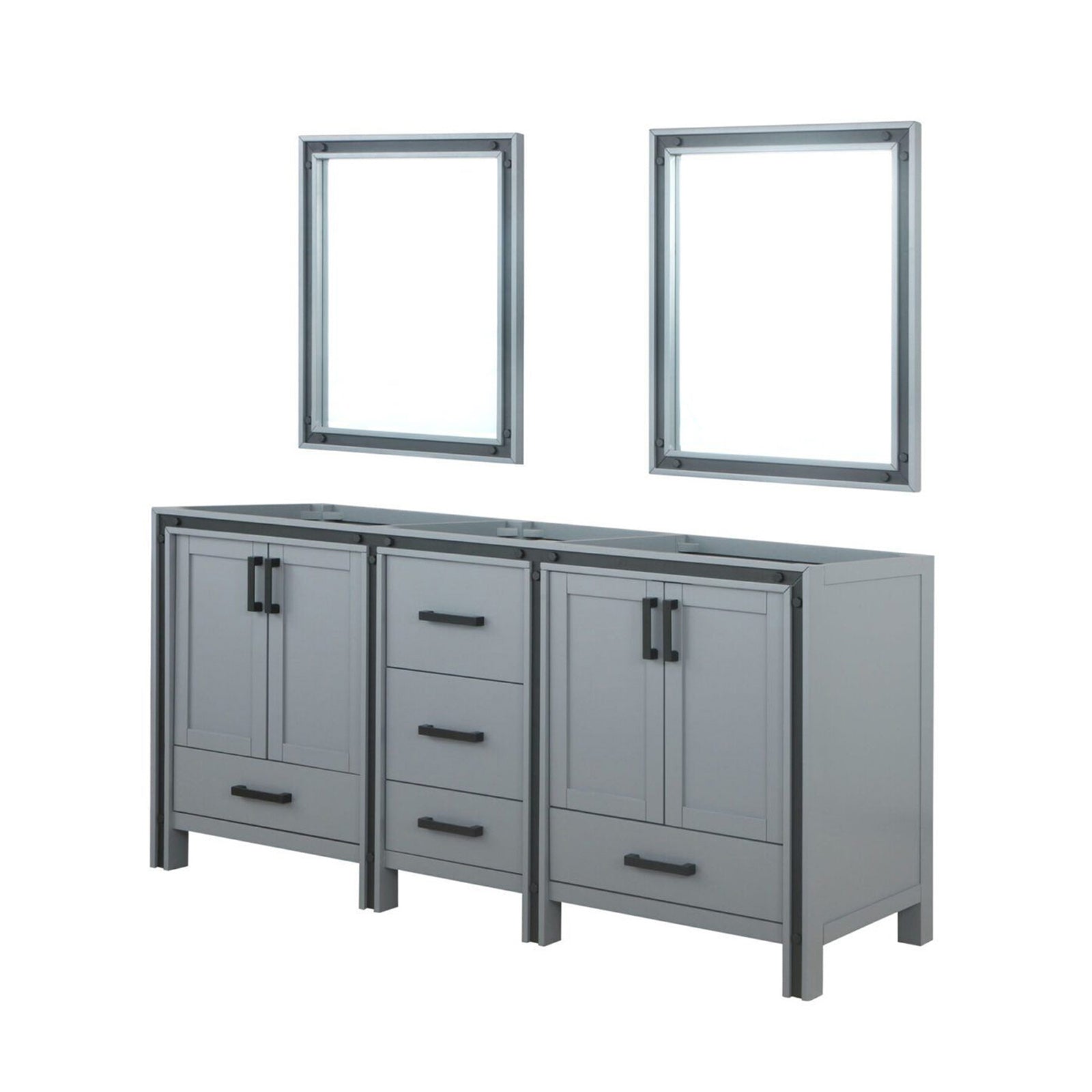 Dark Grey Double Bath Vanity 72 in. W x 22 in. D, and 30 in. Mirrors