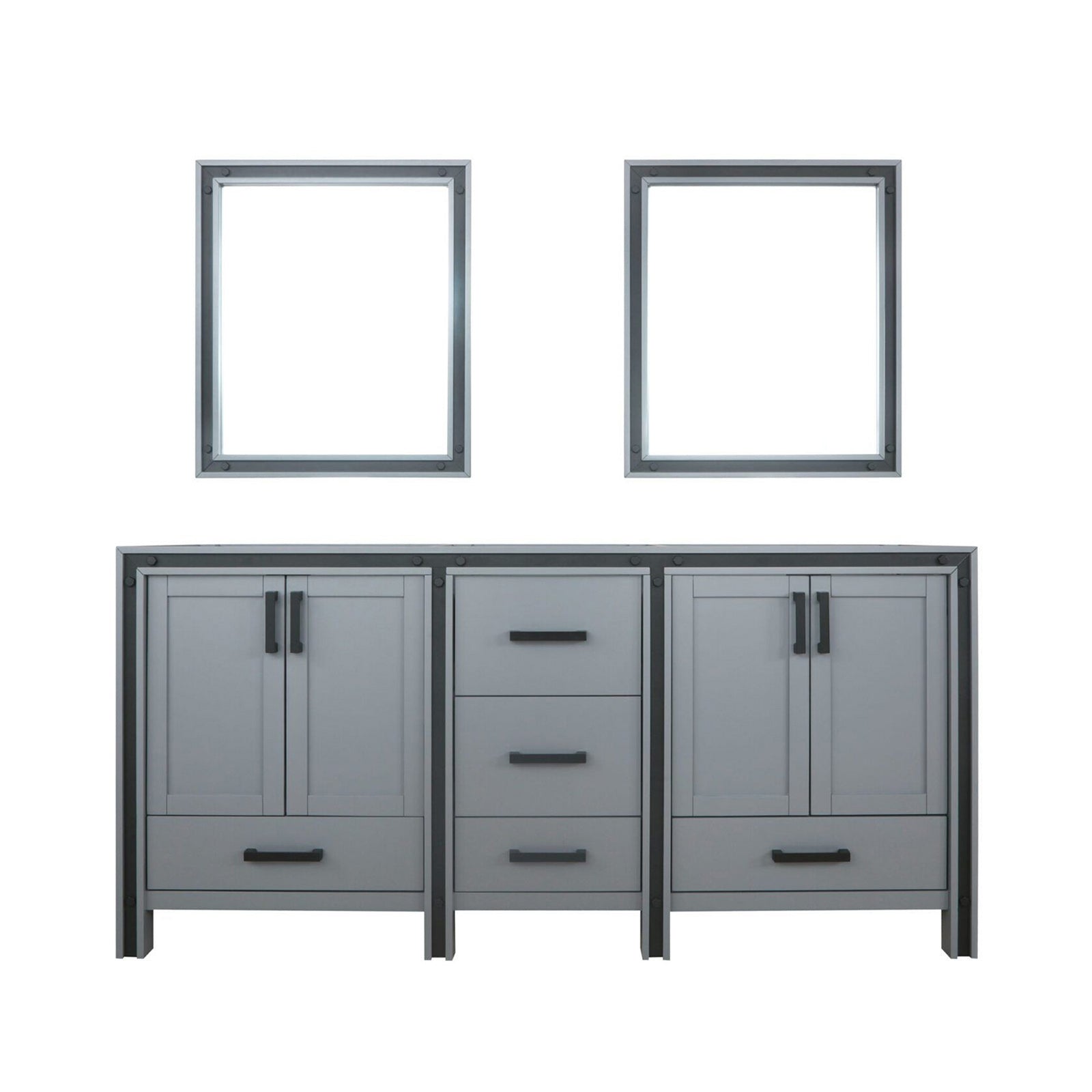 Dark Grey Double Bath Vanity 72 in. W x 22 in. D, and 30 in. Mirrors