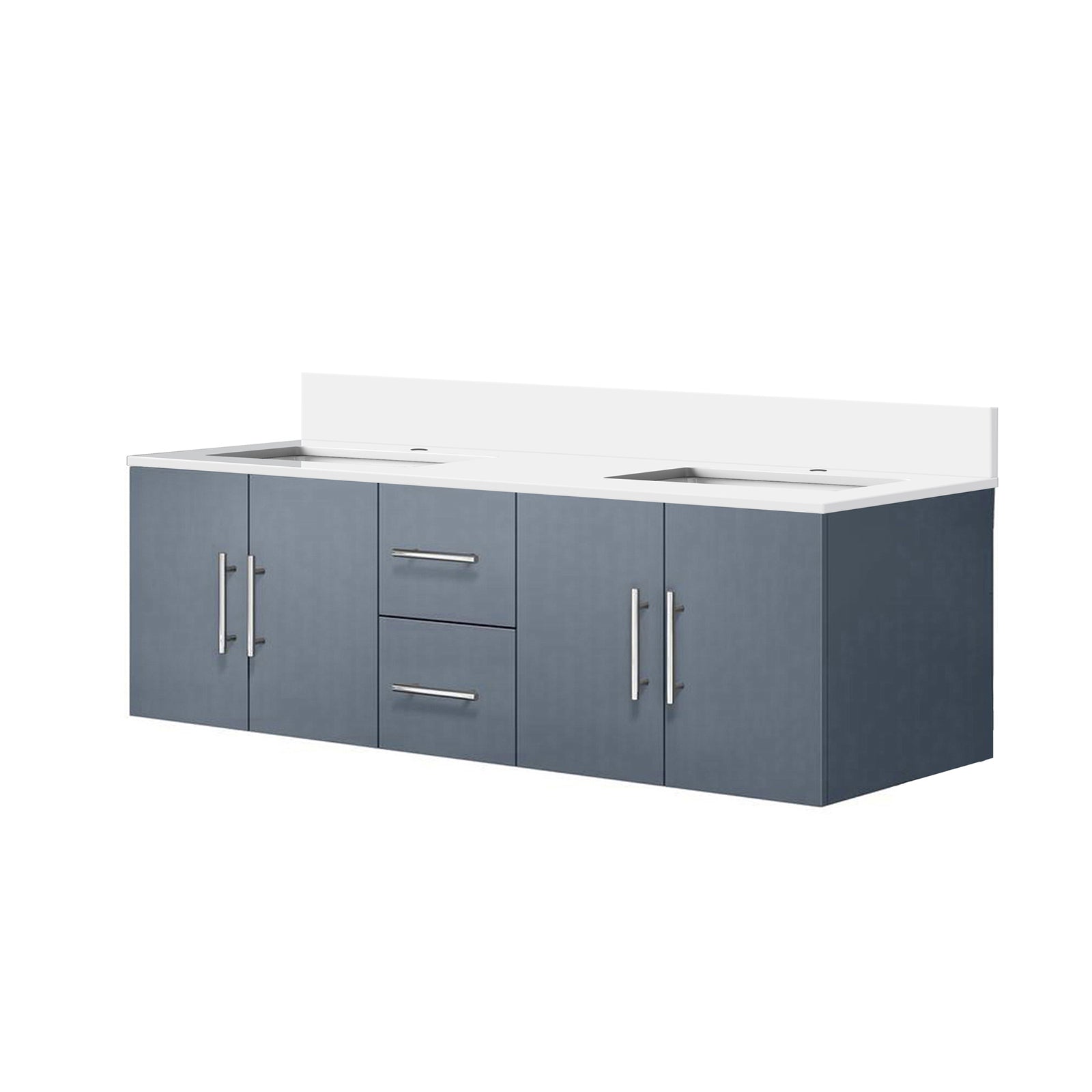Dark Grey Double Bath Vanity 60 in. W x 22 in. D, with Cultured Marble Top