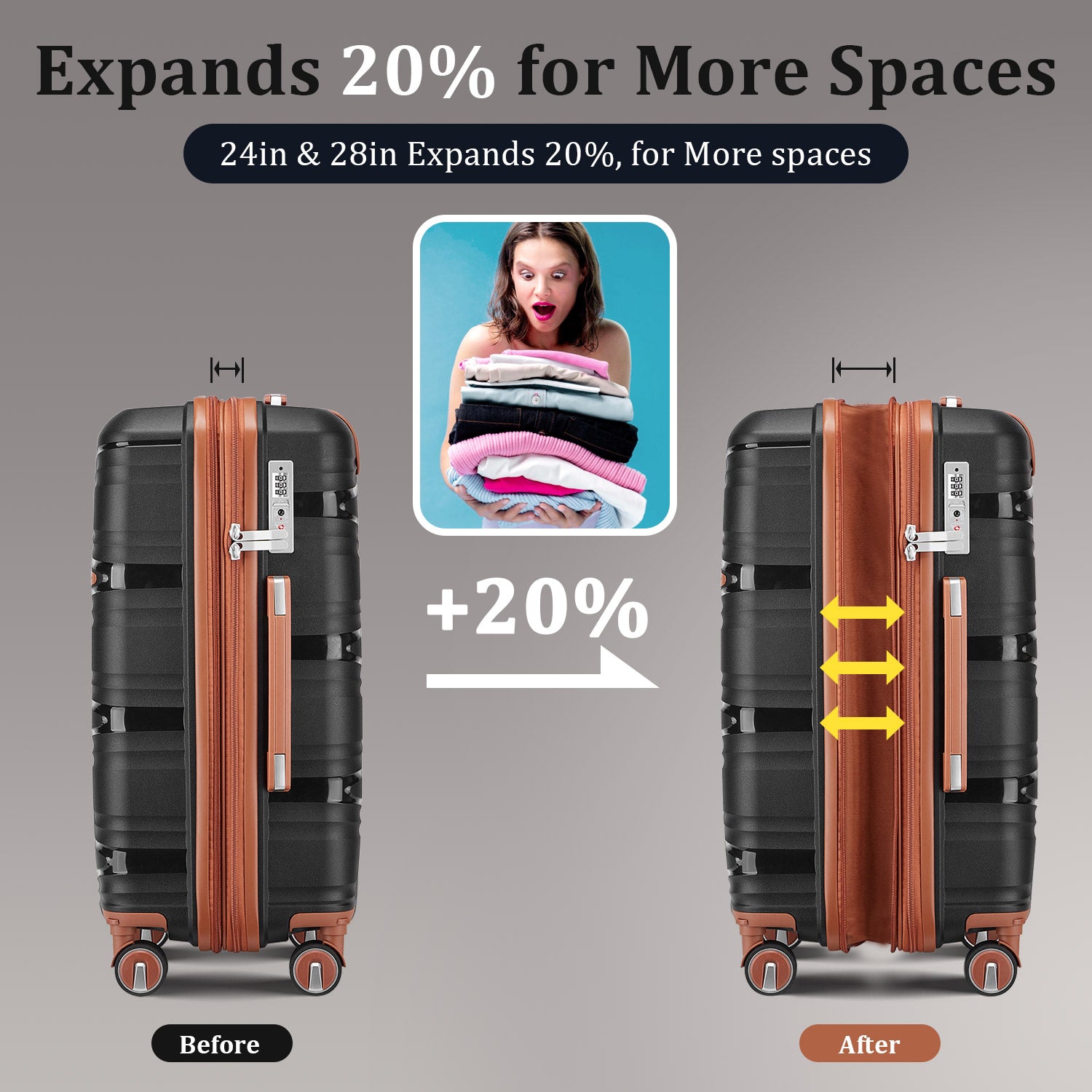 Luggage 4 Piece Sets(14/20/24/28), Hard Shell Lightweight TSA Lock Carry on Expandable Suitcase with Spinner Wheels Travel Set for Men Women