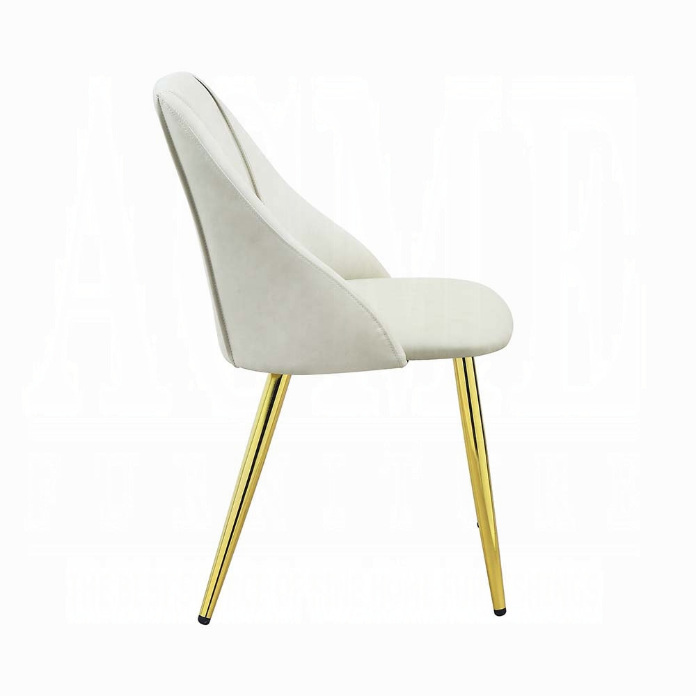 White and Gold Tight Back Side Chairs (Set of 2)