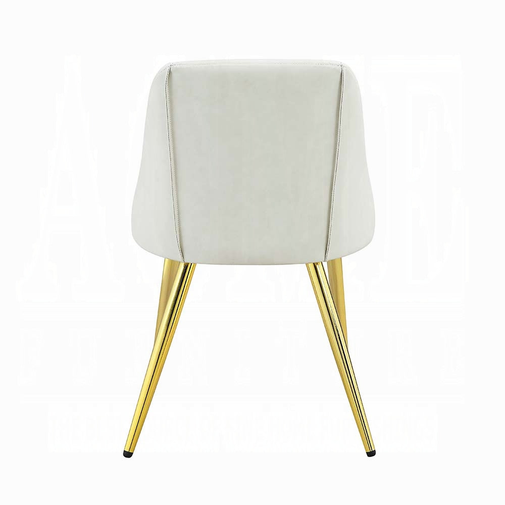 White and Gold Tight Back Side Chairs (Set of 2)