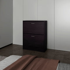Wenge Shoe Cabinet with 2 Tilt-Out Doors