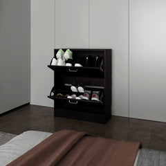 Wenge Shoe Cabinet with 2 Tilt-Out Doors