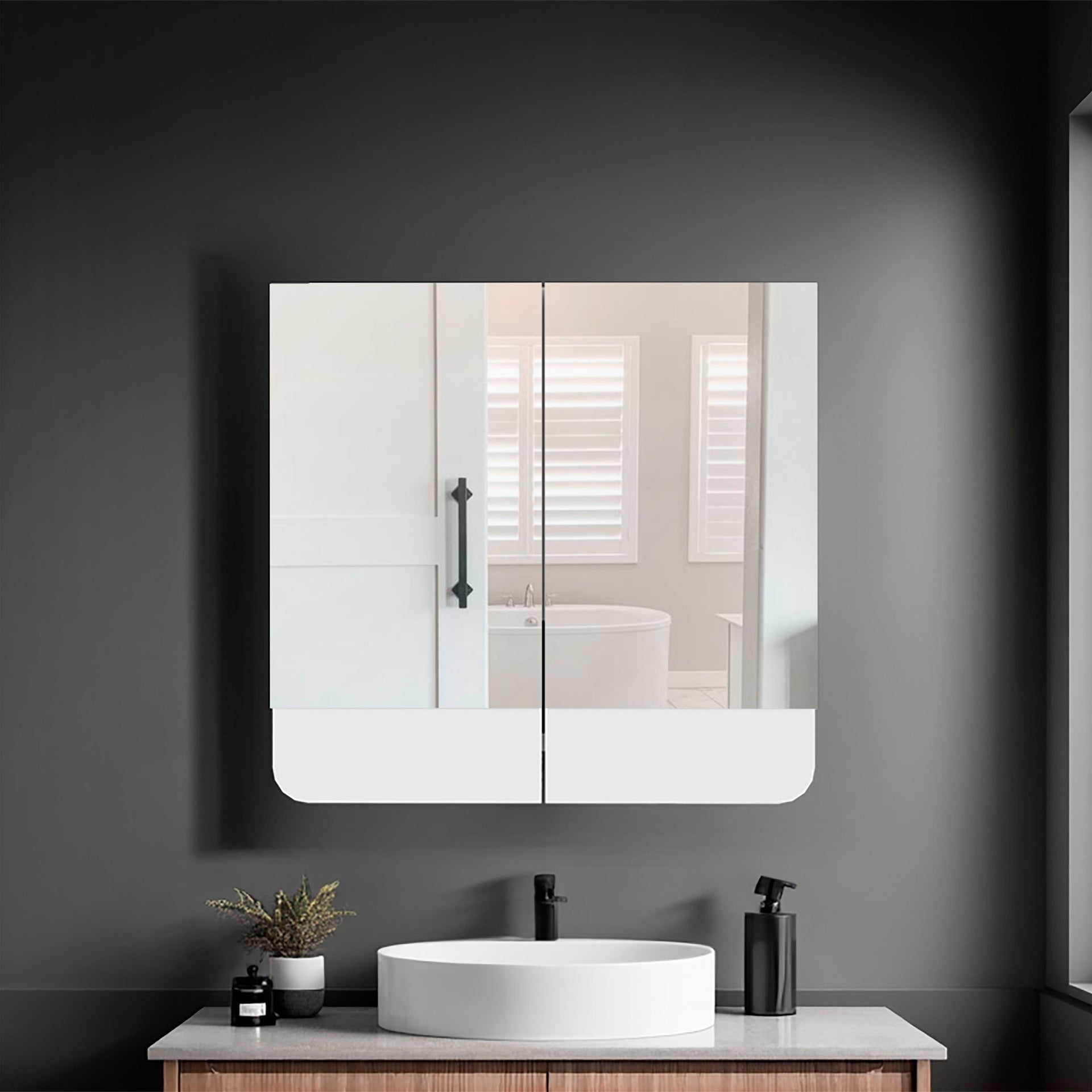 White 2-Door Medicine Cabinet with Three Spacious Shelf