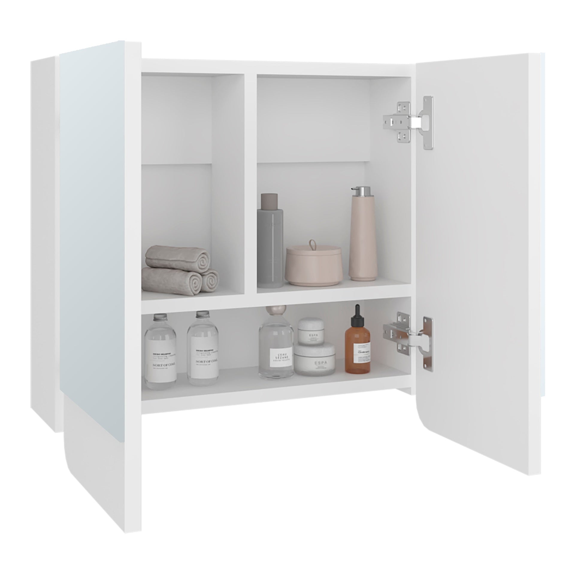 White 2-Door Medicine Cabinet with Three Spacious Shelf
