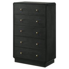 Burton Black 5-drawers Chest of Drawers