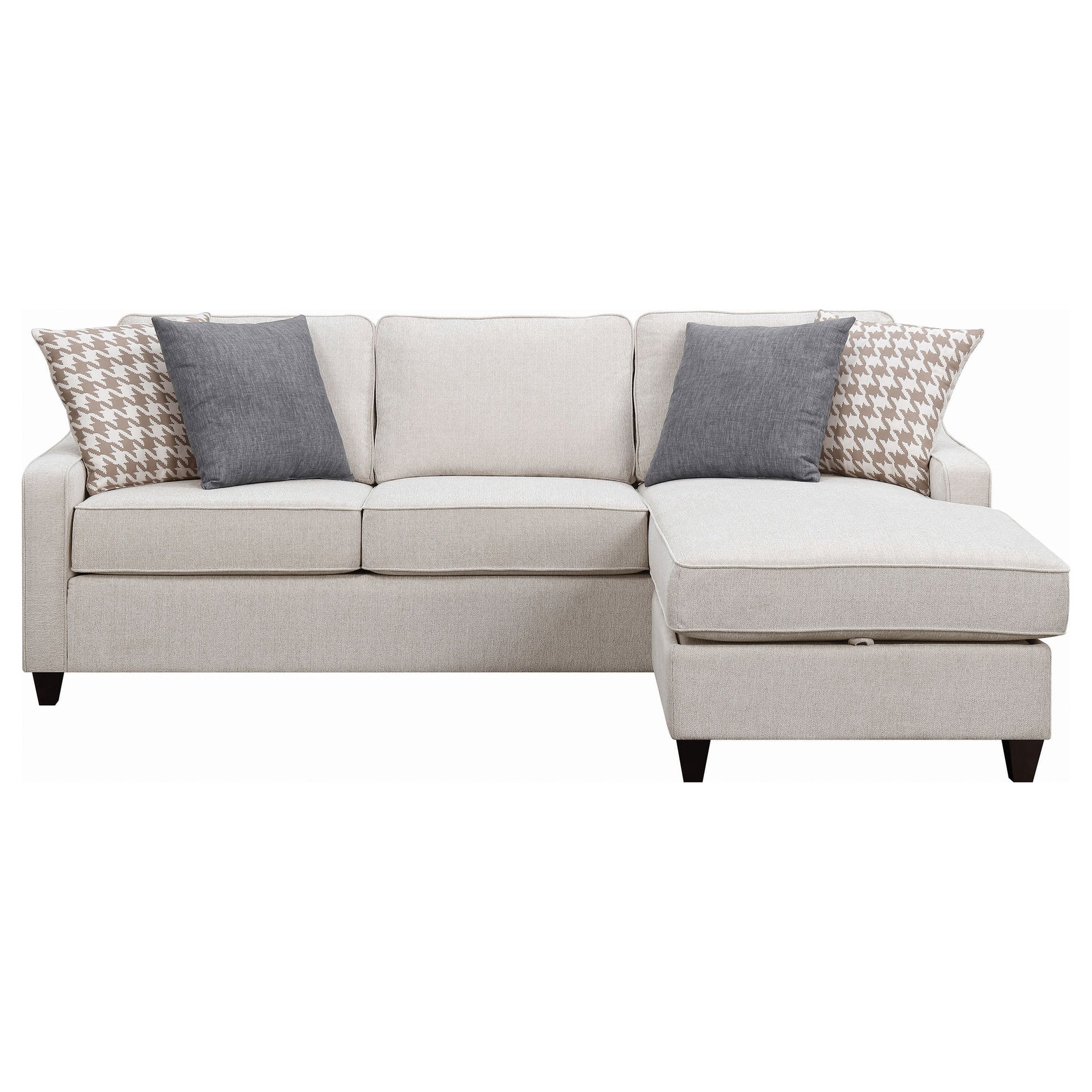 Isla Platinum L-shaped Upholstered Sectional Sofa with Pillows