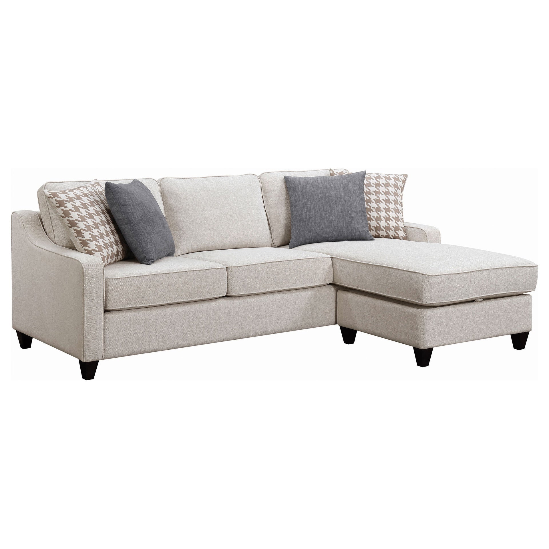 Isla Platinum L-shaped Upholstered Sectional Sofa with Pillows
