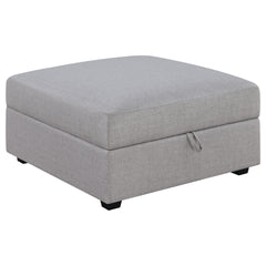 Austin Grey Square Upholstered Storage Ottoman