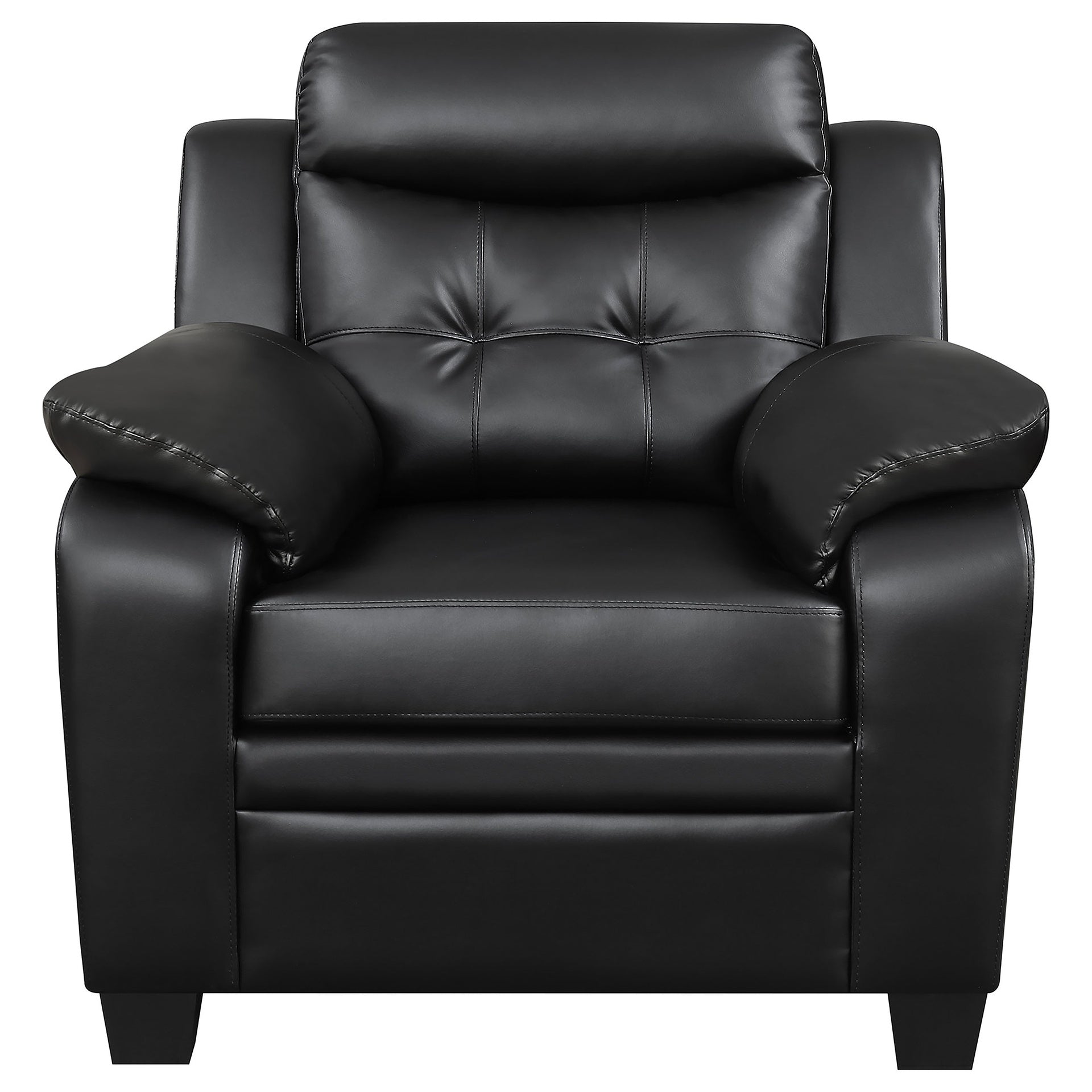 Winchell Black Upholstered Padded Arm Tufted Accent Chair