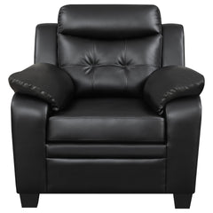 Winchell Black Upholstered Padded Arm Tufted Accent Chair