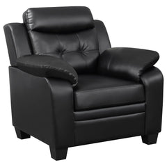 Winchell Black Upholstered Padded Arm Tufted Accent Chair