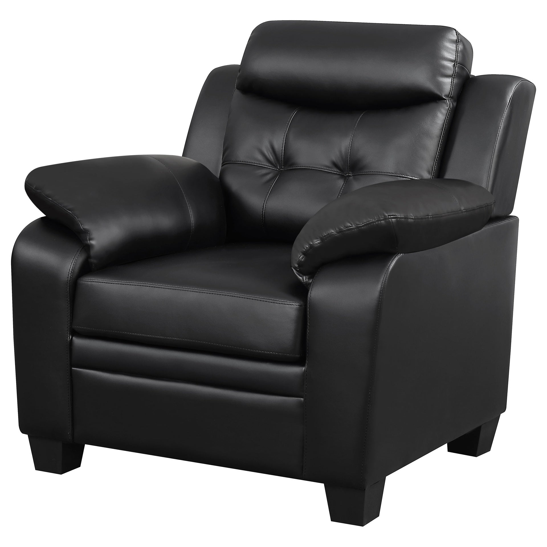 Winchell Black Upholstered Padded Arm Tufted Accent Chair