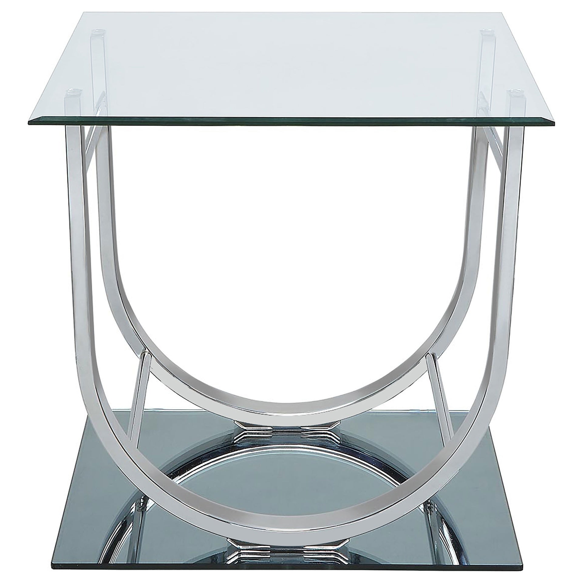 Amelia Chrome Square U-Shaped Glass Top Side End Table