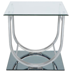 Amelia Chrome Square U-Shaped Glass Top Side End Table