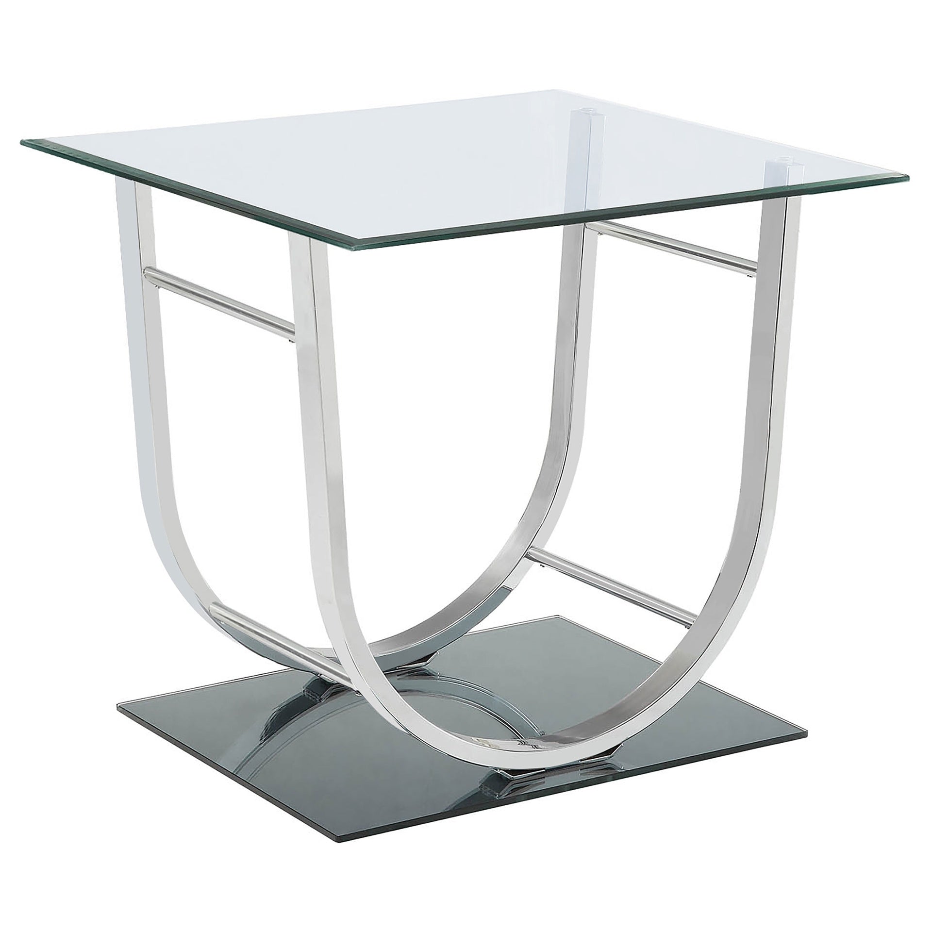 Amelia Chrome Square U-Shaped Glass Top Side End Table